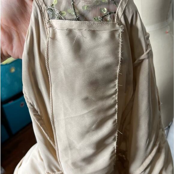 Asos Floral Vine Fairy Garden Embroidered Sequin Mesh Sheer Maxi Dress Size 4 - Picture 6 of 6